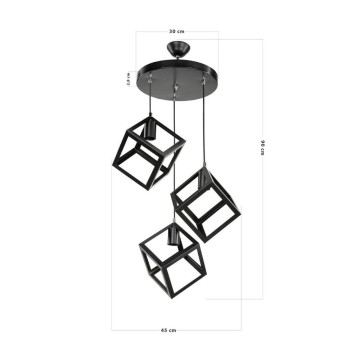 Hängeleuchte Agatha MDL3790 3 Würfel schwarz