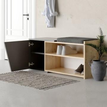 Schuhschrank Bank anthrazit Eiche Fiona 104.6x37.5x47.2