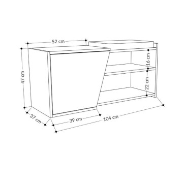 Schuhschrank Bank anthrazit Eiche Fiona 104.6x37.5x47.2