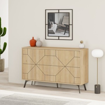 Anrichte 4 Türen aus Eiche mit geometrischem Muster Dune 123x35x77,4
