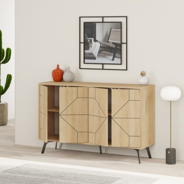 Anrichte 4 Türen aus Eiche mit geometrischem Muster Dune 123x35x77,4
