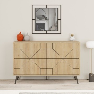 Anrichte 4 Türen aus Eiche mit geometrischem Muster Dune 123x35x77,4