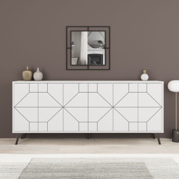 6-türiges weißes Sideboard mit geometrischem Muster Dune 184x35x77,4