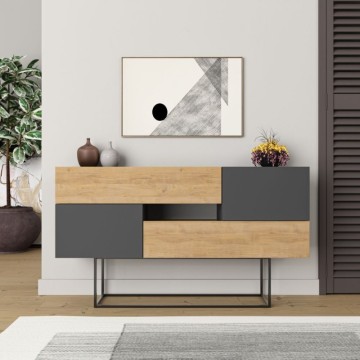 Eros Eiche und anthrazit Sideboard 2 Türen und 2 Schubladen 145x40x82h