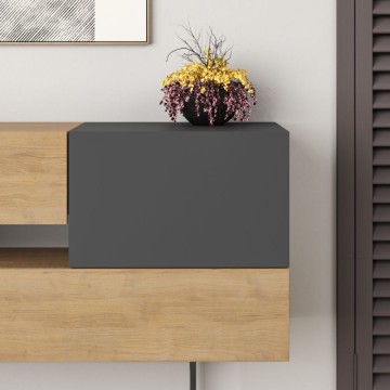 Eros Eiche und anthrazit Sideboard 2 Türen und 2 Schubladen 145x40x82h