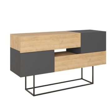 Eros Eiche und anthrazit Sideboard 2 Türen und 2 Schubladen 145x40x82h