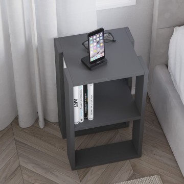 Nachttisch zwei Regale anthrazit Lonie 34x30x55h