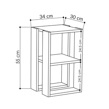 Nachttisch zwei Regale anthrazit Lonie 34x30x55h