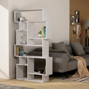 Horizontales doppelseitiges weißes Bücherregal Karmato 96x168,5