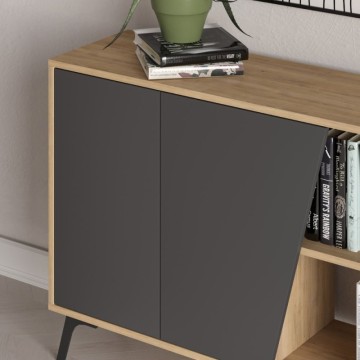 Sideboard Eiche und Anthrazit 4 Türen Fiona 180x35,6x82H