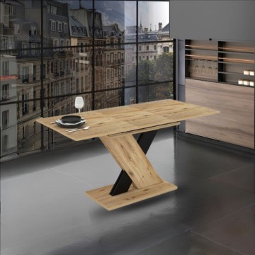 Ausziehbarer Eichentisch mit schwarzen Details Axi 120x75x76H