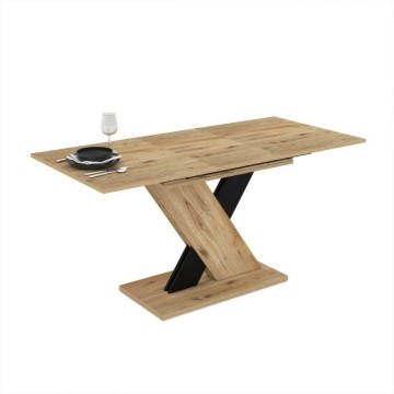 Ausziehbarer Eichentisch mit schwarzen Details Axi 120x75x76H