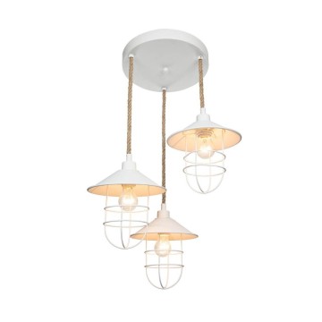 Bulut Pendelleuchte ASZ0632 3 Lichter Metall weiß und Seil