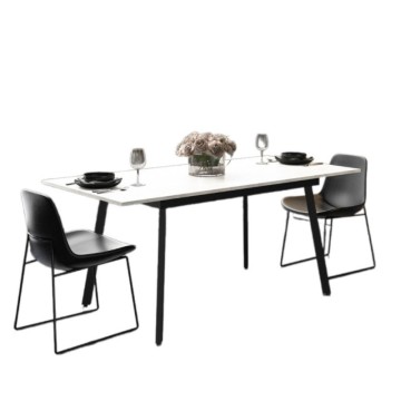 Ausziehtisch weiße Platte und schwarze Metallbeine Lini 138x85x76h