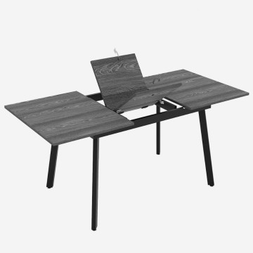 Ausziehtisch weiße Platte und schwarze Metallbeine Lini 138x85x76h