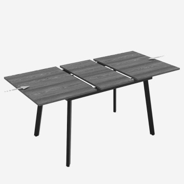Ausziehtisch weiße Platte und schwarze Metallbeine Lini 138x85x76h