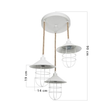 Bulut Pendelleuchte ASZ0632 3 Lichter Metall weiß und Seil