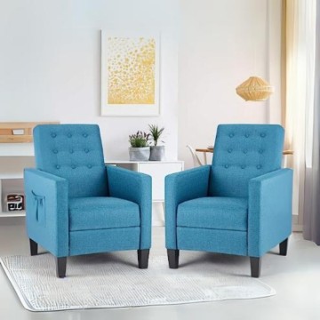 Relaxsessel mit Massage Malea blauem Stoff