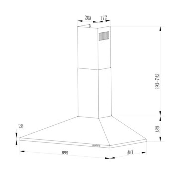 Pyramide Dunstabzugshaube 90 cm Eolo90CH aus Edelstahl Samet