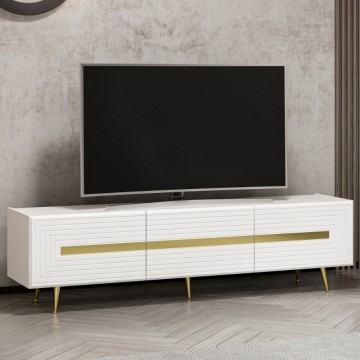 TV-Schrank 3 Türen weiß Jose Gold Details 180x42x50h