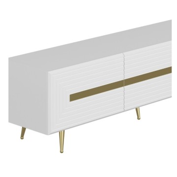 TV-Schrank 3 Türen weiß Jose Gold Details 180x42x50h
