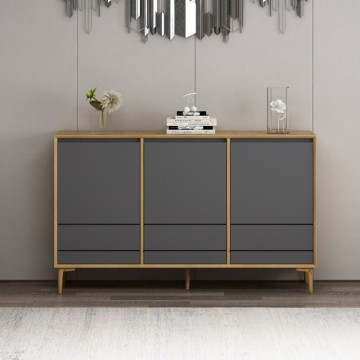 Sideboard Eiche und Anthrazit 3 Türen Lerry 150x40x90h