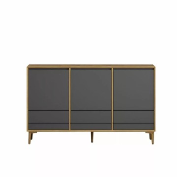 Sideboard Eiche und Anthrazit 3 Türen Lerry 150x40x90h