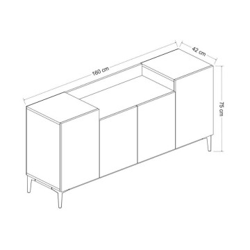 Ellaria Nussbaum 4-türiges Sideboard 160x42x75h