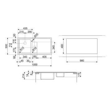 Smeg LD102D-2 Einbauspüle aus gebürstetem Edelstahl mit 2 Becken und rechter Abtropffläche 100x50