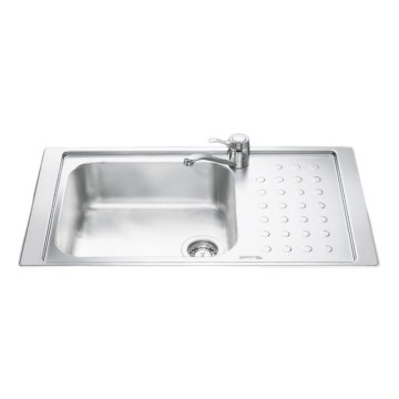 Smeg LV951D3 Edelstahl-Einbauspüle mit 1 Becken und rechter Abtropffläche 86x50