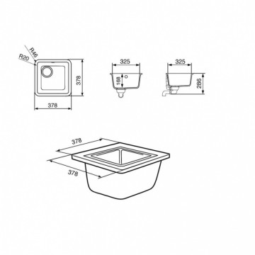 Smeg VST38AL 38x38 Einzelbecken Unterbauspüle aluminiumfarben