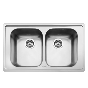 Smeg LP8622 2 Becken Einbauspüle 86x50 Edelstahl gebürstet