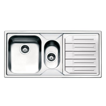 Smeg LP102D2 Edelstahl-Halbeinbauspüle mit 2 Becken und rechter Abtropffläche 100x50