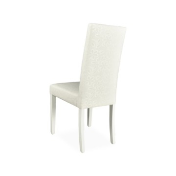 Weißer Stoff Stuhl mit floraler Dekoration Montecarlo 3 Tasten