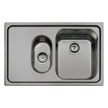 Smeg SP7915SN Edelstahl schwarz Einbauspüle mit 2 Becken und linker Abtropffläche 79x50