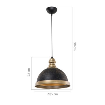 Deckenleuchte mit schwarzem Metallschirm und goldenen Details Astek ASZ1637