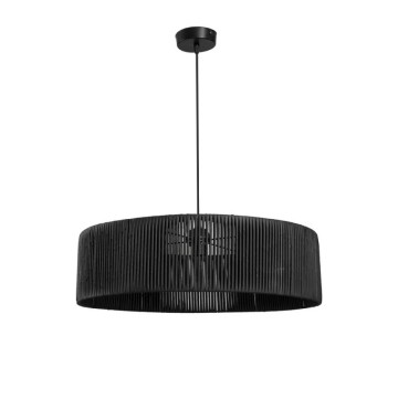 Roya ASZ1749 Schwarze Deckenlampe aus Papier mit Bambuseffekt im rustikalen Stil