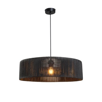 Roya ASZ1749 Schwarze Deckenlampe aus Papier mit Bambuseffekt im rustikalen Stil