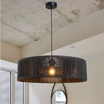 Roya ASZ1749 Schwarze Deckenlampe aus Papier mit Bambuseffekt im rustikalen Stil