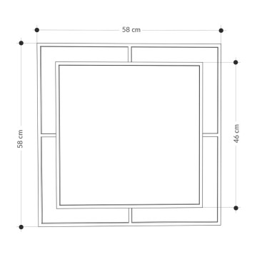 Quadratischer Eckspiegel mit doppeltem schwarzem Metallrahmen