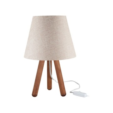 Tischlampe mit Stativ aus Nussbaum und beigem Kiefernholzschirm ASZ1452