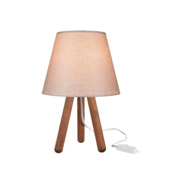 Tischlampe mit Stativ aus Nussbaum und beigem Kiefernholzschirm ASZ1452