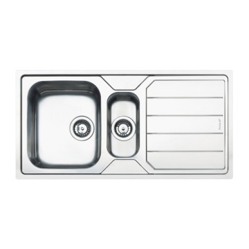 Smeg LFB112 Einbauspüle aus gebürstetem Edelstahl mit 2 Becken und umkehrbarer Tropfschale 100x50