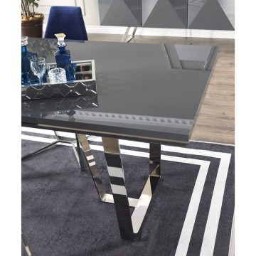 Enzio Tisch grau glänzend lackiert 185x95x78h