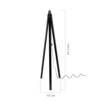 Schwarze Dreibein-Stehleuchte mit schwarzem Stoffschirm DECONE3566