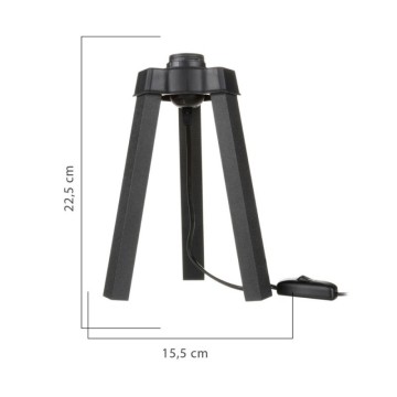 Schwarze Tischleuchte mit Stativ und weißem Stoffschirm PIKONE2632