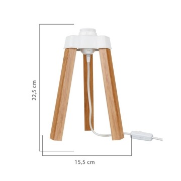 Eiche Dreibein Tischlampe und Stoff Schatten grün PIKORO2638