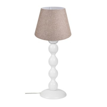 Tischlampe mit weißem Sockel und beigem Stoffschirm LAGUNAH372634
