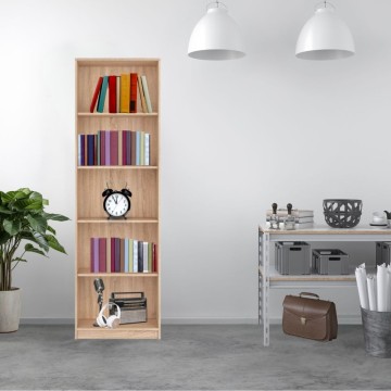Eichenfarbenes Bücherregal 5 Fachböden Nepo 60x34x197H