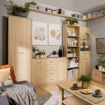 Eichenfarbenes Bücherregal 5 Fachböden Nepo 60x34x197H